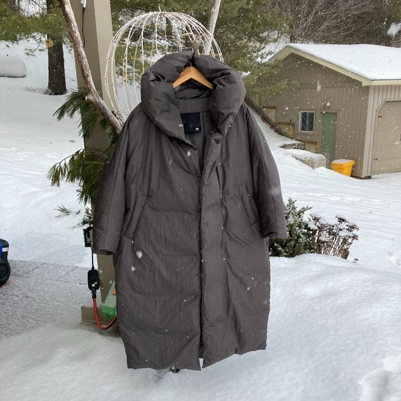 Down Long Coat Puffer, OS, Dark Gray - Picture 4 of 10